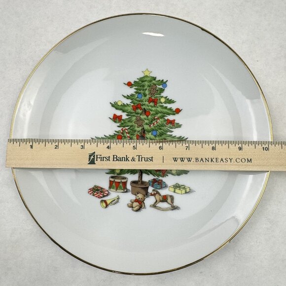 Vintage Two-Tiered Tidbit Set Fine China Holiday Desert Tray Christmas Tree - Picture 9 of 16